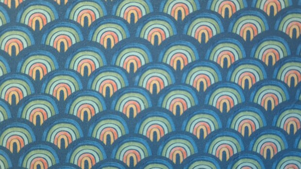 Cotton Jersey Digital Rainbows Blue