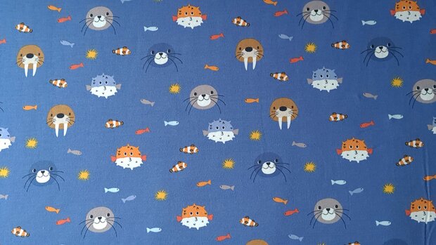 Cotton Jersey Sea World Blue