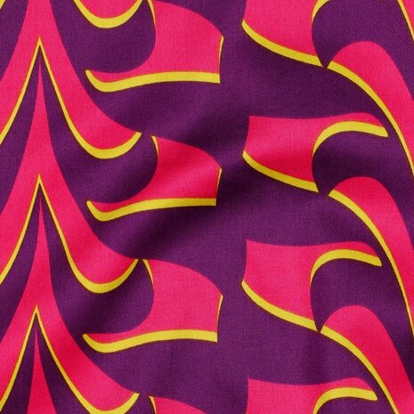 Cotton Satin Abstract Purple/Pink