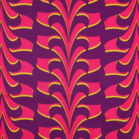 Cotton Satin Abstract Purple/Pink