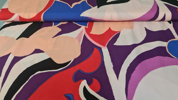 Viscose Digital Abstract Shapes Purple