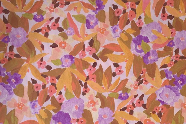 Viscose Digital Ecovero Floral Peach (Nerida Hansen)