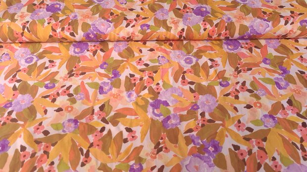 Viscose Digital Ecovero Floral Peach (Nerida Hansen)