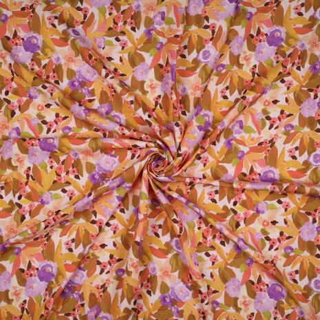 Viscose Digital Ecovero Floral Peach (Nerida Hansen)