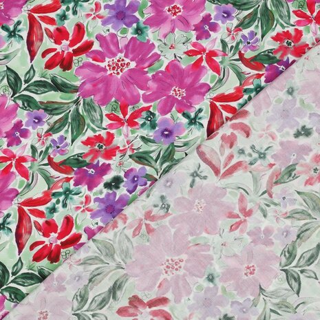 Viscose Digital Summer Flowers Fuchsia