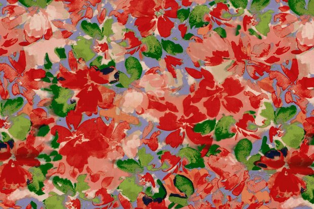 Cotton Satin Flowers Lilac/Red