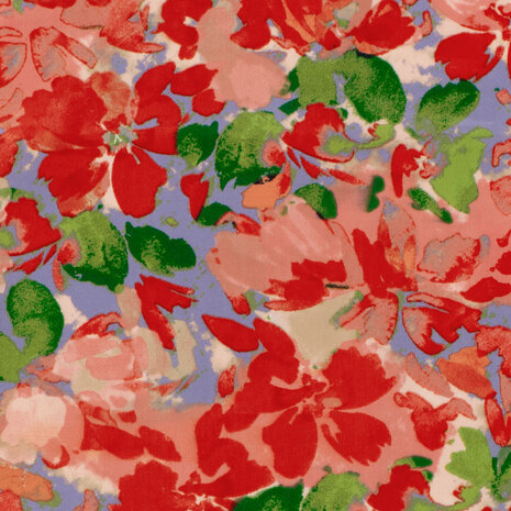 Cotton Satin Flowers Lilac/Red