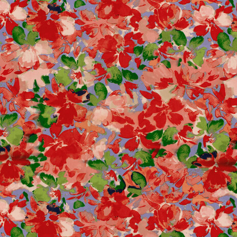 Cotton Satin Flowers Lilac/Red