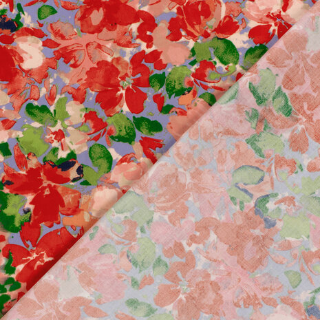 Cotton Satin Flowers Lilac/Red
