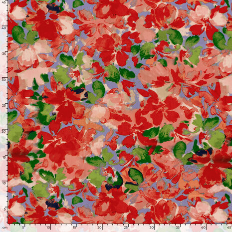 Cotton Satin Flowers Lilac/Red