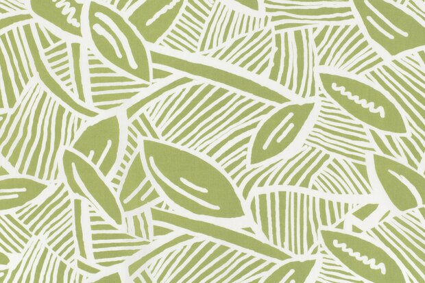 Cotton Stretch Satin Leaves Lime