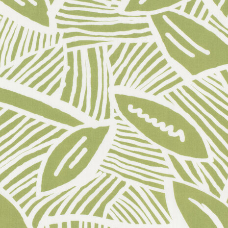 Cotton Stretch Satin Leaves Lime