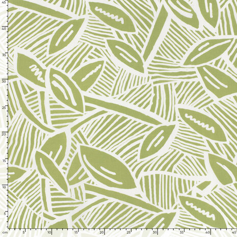 Cotton Stretch Satin Leaves Lime