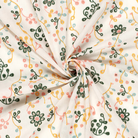 Cotton Embroidery Khaki