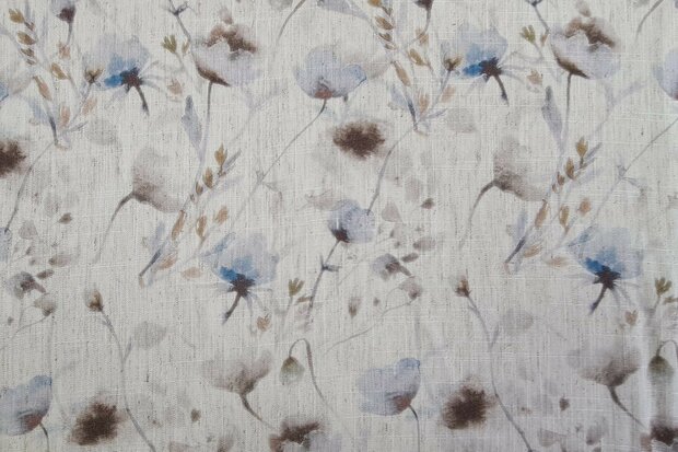 Viscose Linnen Flower Blue