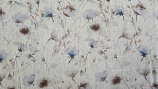 Viscose Linnen Flower Blue