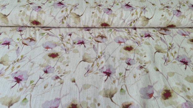 Viscose Linnen Flower Magenta
