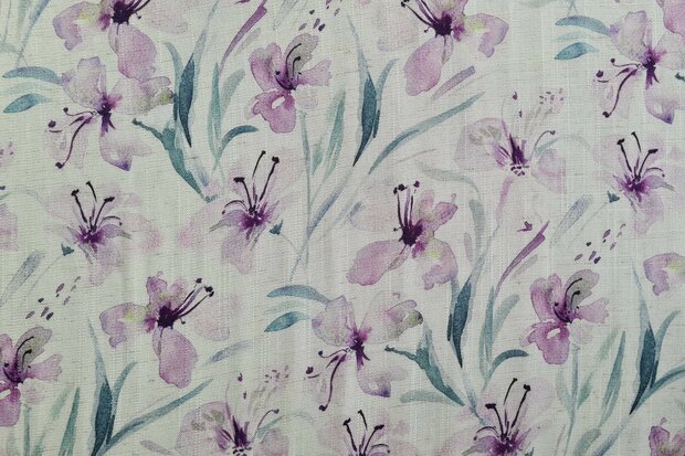 Viscose Linnen Flowers Lilac