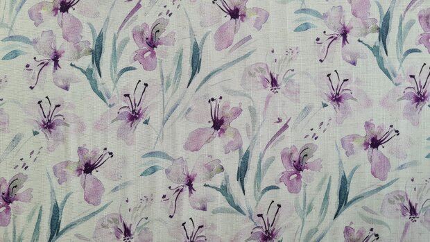 Viscose Linnen Flowers Lilac