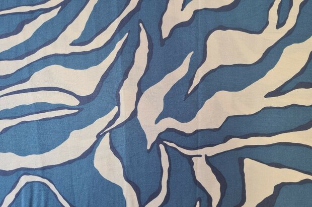 Viscose Crepe Zebra Blue