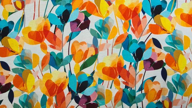 Viscose Linnen Flowers Multi