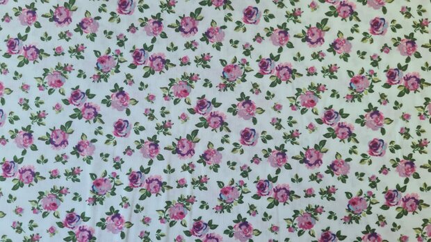 Viscose Milles Fleurs White/Pink