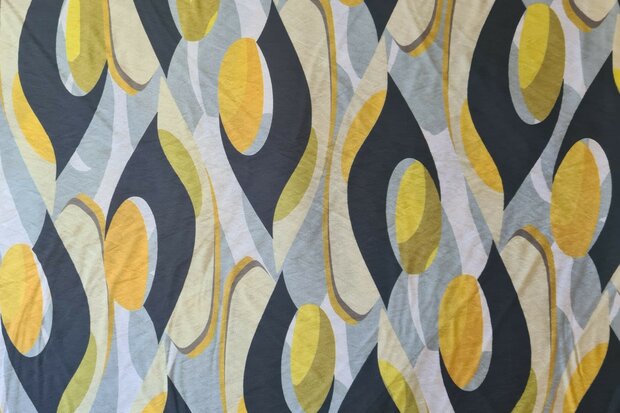 Viscose Crepe Graphic Yellow