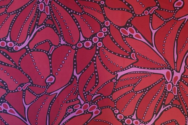 Cotton Satin Abstract Red