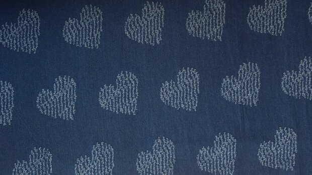 Jeans Jacquard Hearts Blue