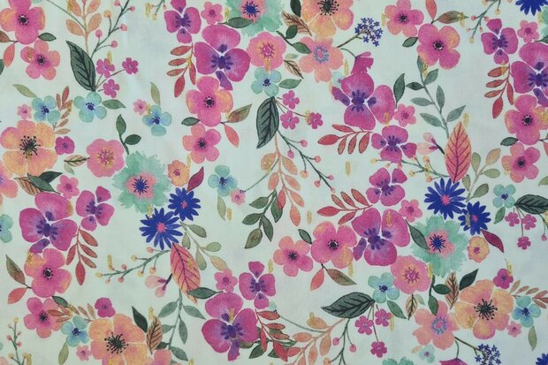 Viscose Flowers Lurex White