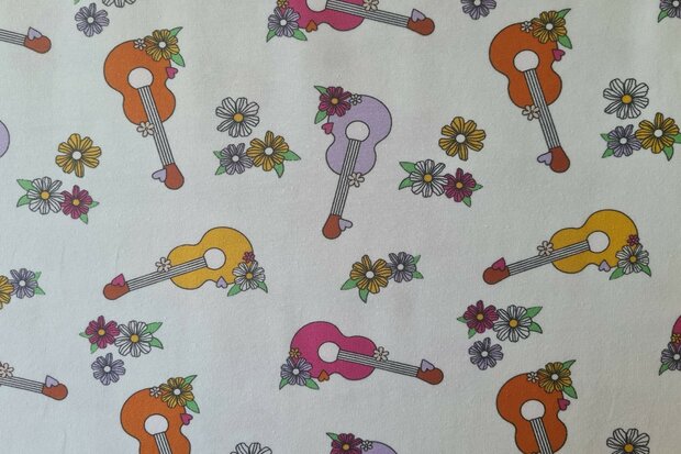 Cotton Jersey Hippie Guitar Ecru