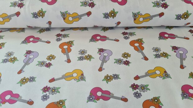 Cotton Jersey Hippie Guitar Ecru