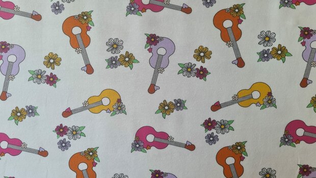 Cotton Jersey Hippie Guitar Ecru