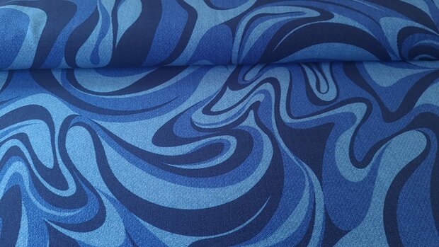 Viscose Crepe Waves Royal