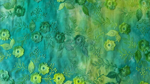 Cotton Embroidery Tie Dye Lime