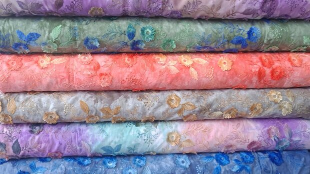 Cotton Embroidery Tie Dye Mauve