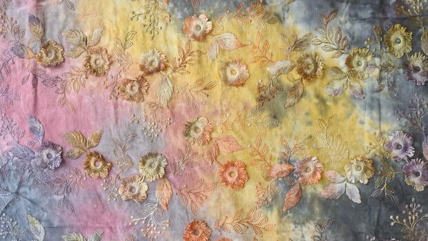 Cotton Embroidery Tie Dye Mauve