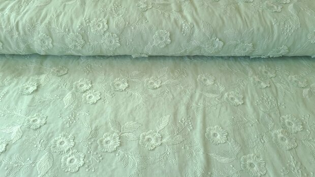 Cotton Embroidery Mint Green