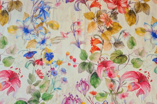 Viscose Digital Flowers Yellow