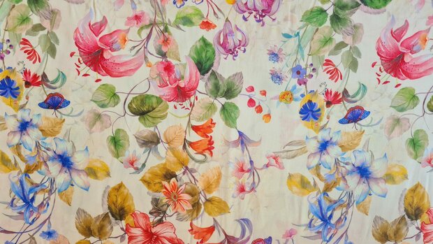 Viscose Digital Flowers Yellow