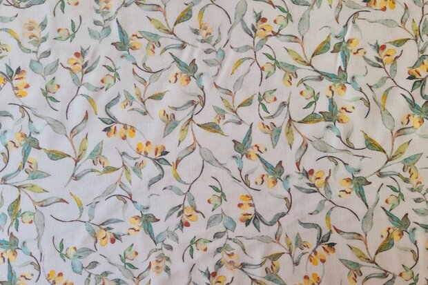 Viscose Digital Leaves Yellow/Green
