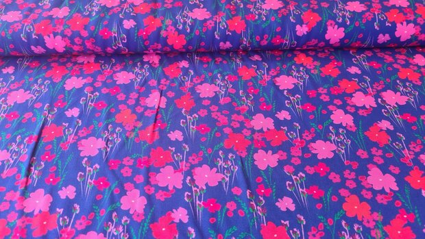 Viscose Digital Ecovero Flowers Carbon