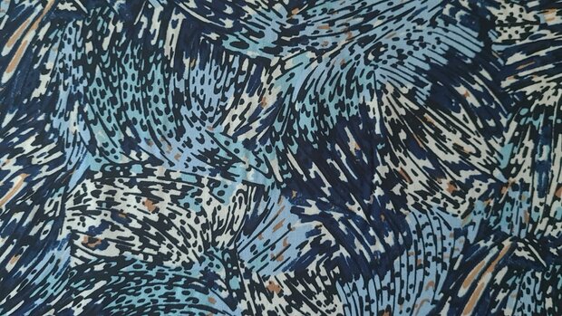 Viscose Abstract Feathers Navy