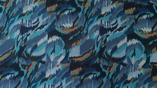 Viscose Crincle Abstract Blue