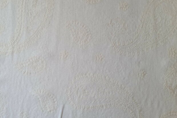 Linnen Viscose Embroidery Paisley Ecru