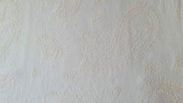 Linnen Viscose Embroidery Paisley Ecru