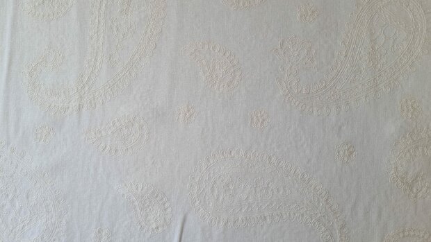 Linnen Viscose Embroidery Paisley Ecru