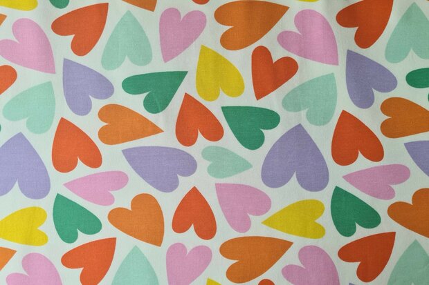 Cotton Jersey Sunny Hearts Off White