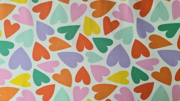 Cotton Jersey Sunny Hearts Off White