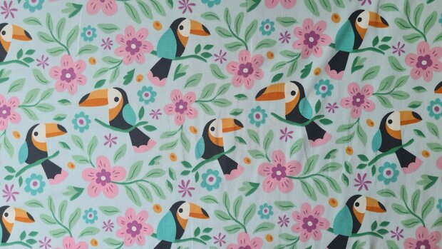 Cotton Jersey Toucan Light Blue
